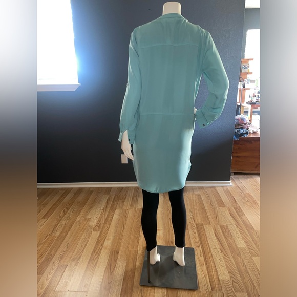 Lush Blush long sleeve size small Button Down Shirt Dress Career tunic turquoise - Picture 4 of 9